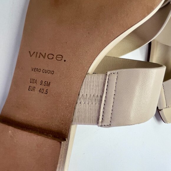 Vince Dylan Leather Flat Sandals Size 9.5M Beige Asymmetrical Slide Shoes - Picture 11 of 16